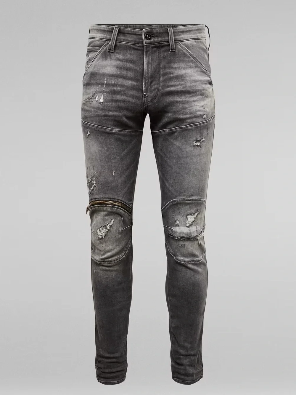 G-Star Skinny Distressed Grey Zip-Knee Jeans 5620 Zip Knee